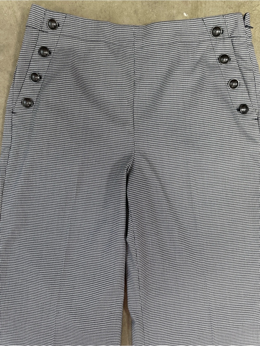 LOFT Trousers NWT Pants White Black Herringbone Wide Leg Sailor 12 Tall - Picture 6 of 11